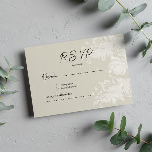 Rustikale erdige neutrale weiße Blumen-Spitze RSVP Einladung
