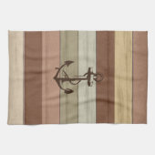 Rustikale Erdtöne aus Holz, nautische Streifen und Geschirrtuch (Horizontal)