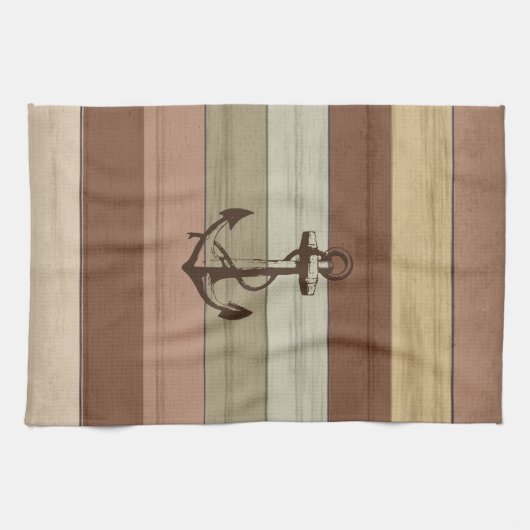 Rustikale Erdtöne aus Holz, nautische Streifen und Geschirrtuch (Horizontal)