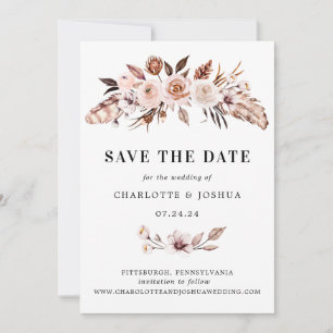 Rustikale Erdtöne Boho Foto Save-the-Date  Einladung