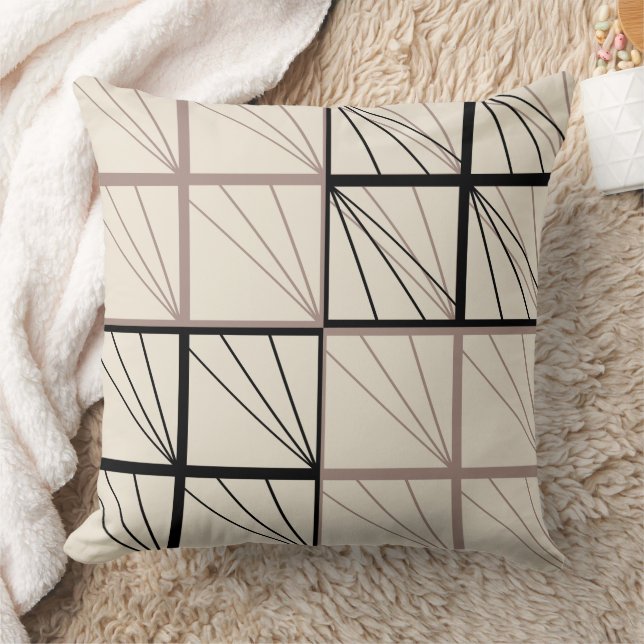 Rustikale Erdtöne Geometrisches Kissen (Decke)