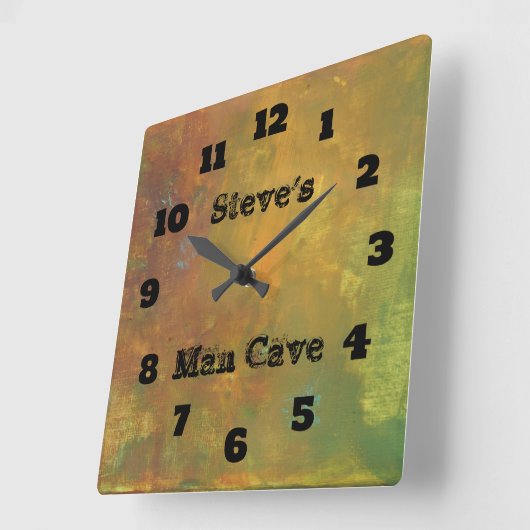 Rustikale Erdtönen Abstrakte Menschenhöhle Quadratische Wanduhr (Winkel)