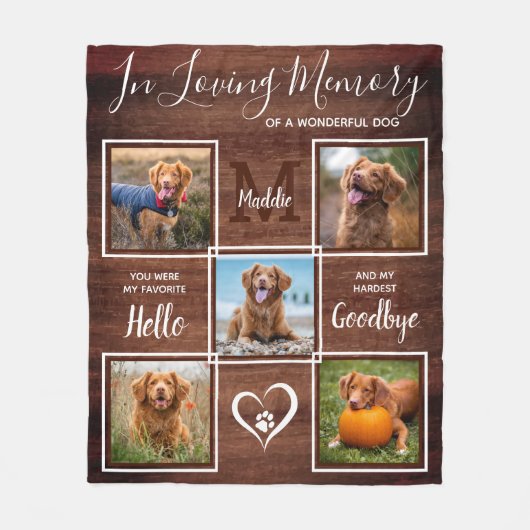 Rustikale Erinnerung an 5-Foto-Haustiere Fleecedecke (Vorderseite)