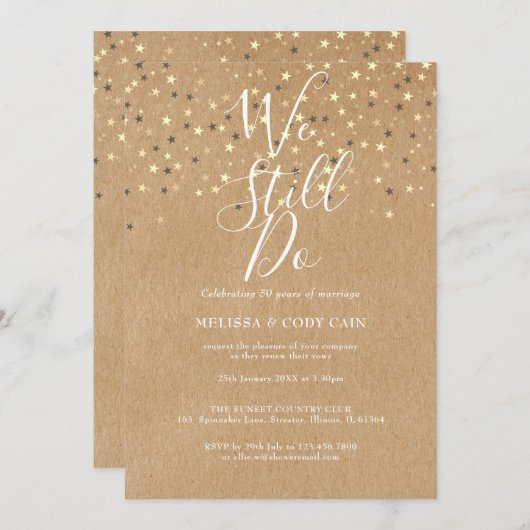 Rustikale Erneuerung, wir machen noch Goldstars Einladung (Vorne/Hinten)