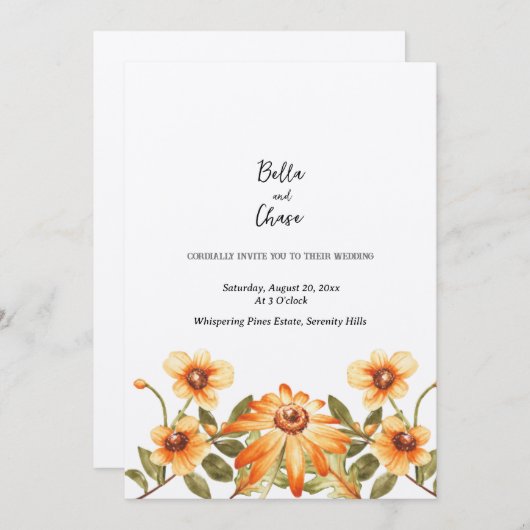 Rustikale Ernte Blooms Einladung zur Hochzeit (Vorne/Hinten)