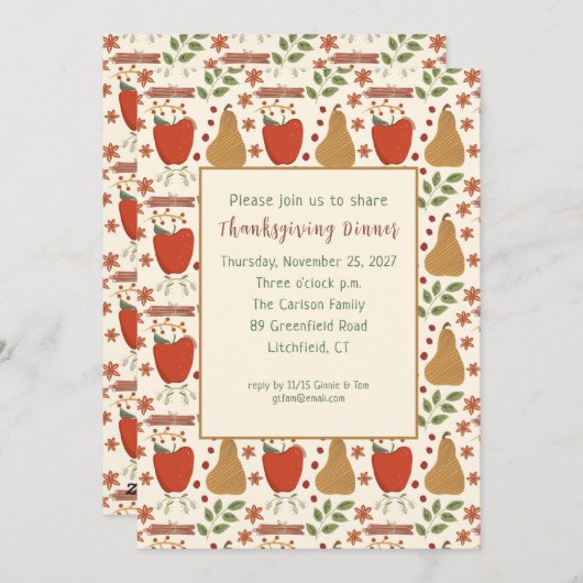 Rustikale Ernte Erntedank Einladung (Vorne/Hinten)