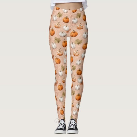 Rustikale Ernte Herbst - Pumpkins & Blätter Leggings (Vorderseite)