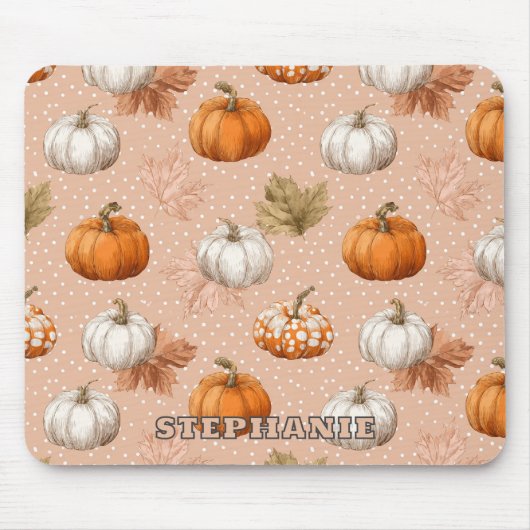 Rustikale Ernte Herbst - Pumpkins & Blätter Mousepad (Vorne)