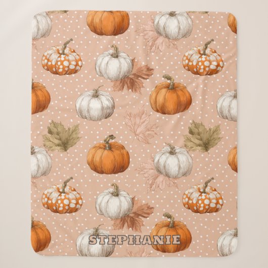 Rustikale Ernte Herbst - Pumpkins & Blätter Sherpadecke (Vorderseite)