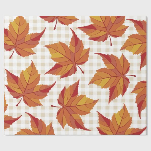 Rustikale Ernte Herbstlaub und Karierte Geschenkpapier (Flach)