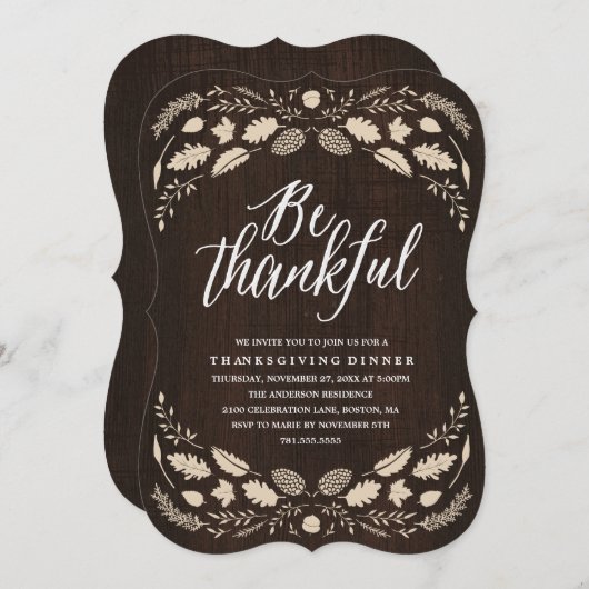 Rustikale Erntedank-Abendessen-Einladung des Einladung (Vorne/Hinten)