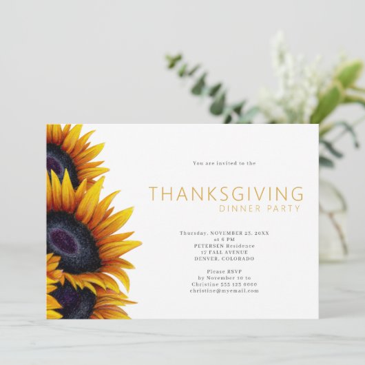 Rustikale Erntedank Abendessen Party Einladung (Stehend Vorderseite)