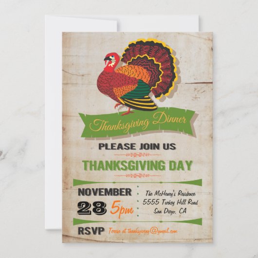 Rustikale Erntedank Dinner Party Einladungen (Vorderseite)