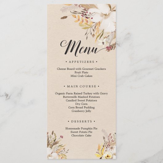 Rustikale Erntedank-Gebetskartendekoration Programm (Rückseite)