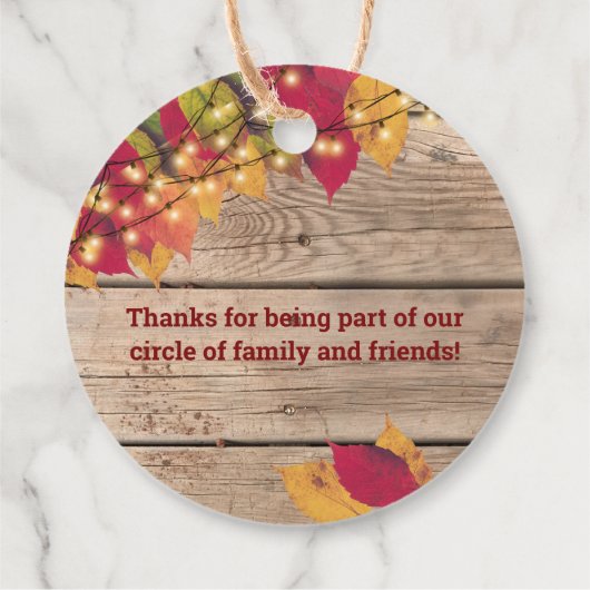 Rustikale Erntedank Herbstlaub Firefly Lights Geschenkanhänger (Rückseite)