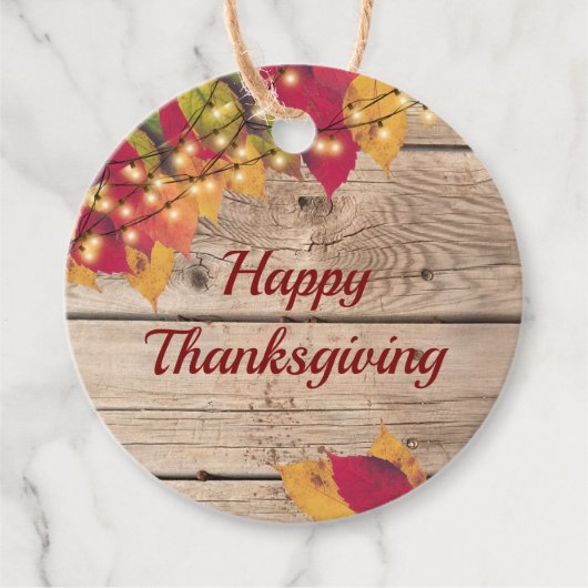Rustikale Erntedank Herbstlaub Firefly Lights Geschenkanhänger (Vorderseite)