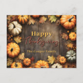 Rustikale Erntepumpen und Blätter für den Herbst Postkarte (Vorderseite)