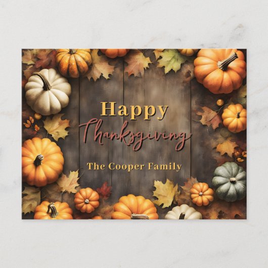 Rustikale Erntepumpen und Blätter für den Herbst Postkarte (Vorderseite)