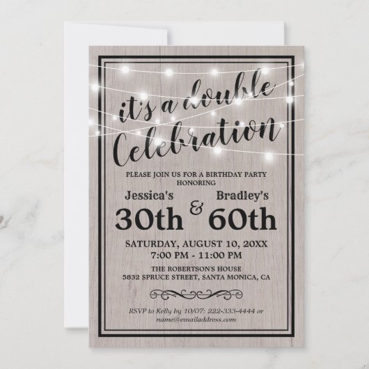 Rustikale Erwachsene Geburtstagspartei Einladung (Vorderseite)