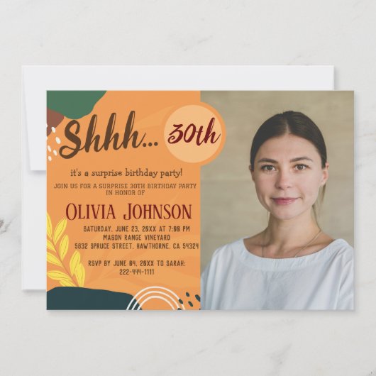 Rustikale Erwachsenenüberraschung 30. Geburtstag P Einladung (Vorderseite)