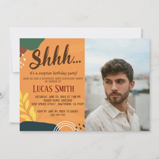 Rustikale Erwachsenenüberraschung Geburtstagsparty Einladung (Vorderseite)