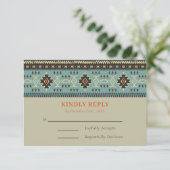 Rustikale Ethnic Tribal Winter Wedding RSVP Karte (Stehend Vorderseite)