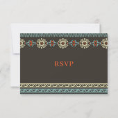 Rustikale Ethnic Tribal Winter Wedding RSVP Karte (Rückseite)