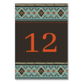 Rustikale Ethnic Tribal Winter Wedding Tischnummer (Rückseite)