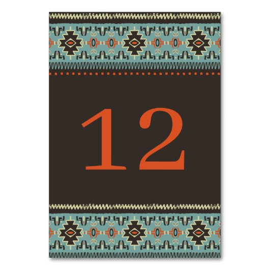 Rustikale Ethnic Tribal Winter Wedding Tischnummer (Vorderseite)