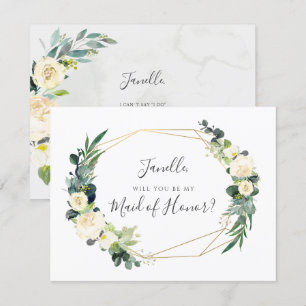 Rustikale Eucalyptus-Cream-Rosen Sei meine Brautju Einladung