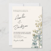 Rustikale Eucalyputs Grüne Wedding Inv Einladung (Vorderseite)