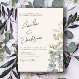 Rustikale Eucalyputs Grüne Wedding Inv Einladung