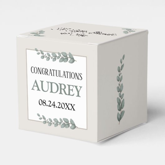 Rustikale Eukalyptus 2"b x 2"l x 2"h Geschenkschachtel (Vorderseite)