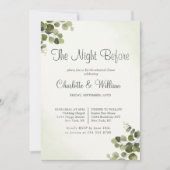 Rustikale Eukalyptus-Blätter Budget Probe Abendess Einladung (Vorderseite)