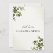 Rustikale Eukalyptus-Blätter Budget Probe Abendess Einladung (Rückseite)