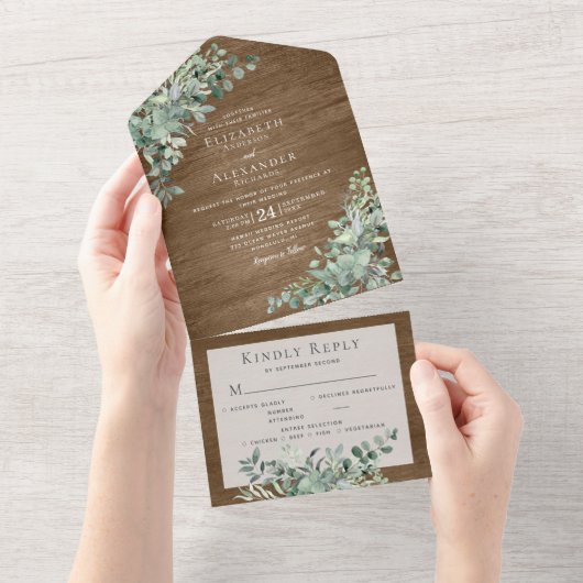 Rustikale Eukalyptus-Blätter - Einladung zur Hochz (Abreißen)