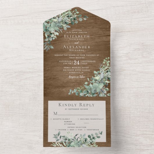 Rustikale Eukalyptus-Blätter - Einladung zur Hochz (Innen Boden)