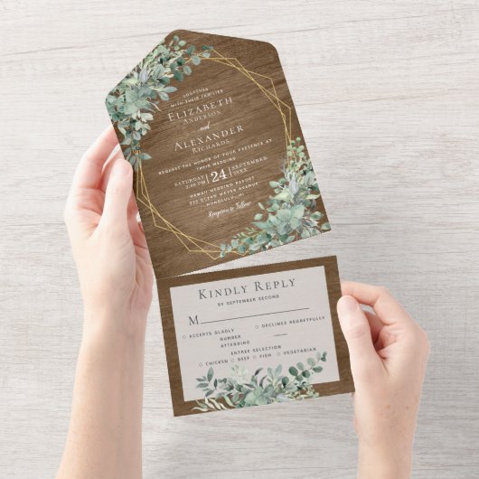 Rustikale Eukalyptus-Blätter - Einladung zur Hochz (Abreißen)