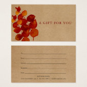 Rustikale Eukalyptus-Blätter Geschenkgutschein (Vorne & Hinten)