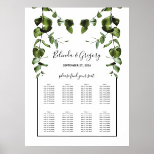 Rustikale Eukalyptus-Blätter Hochzeitstabelle Poster