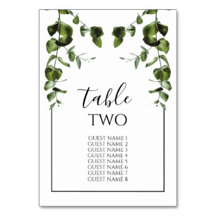 Rustikale Eukalyptus-Blätter zum Hochzeitsgast Tischnummer