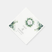 Rustikale Eukalyptus-Blumen-Grün-Monogramm-Hochzei Serviette (Ecke)
