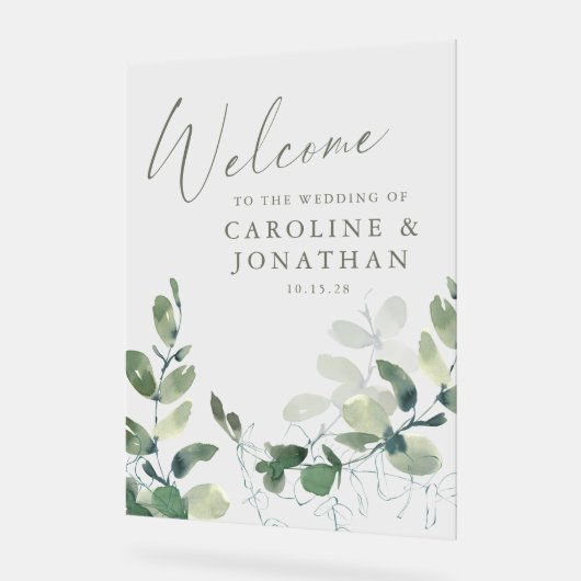 Rustikale Eukalyptus Custom Wedding Acrylschild (Winkel)