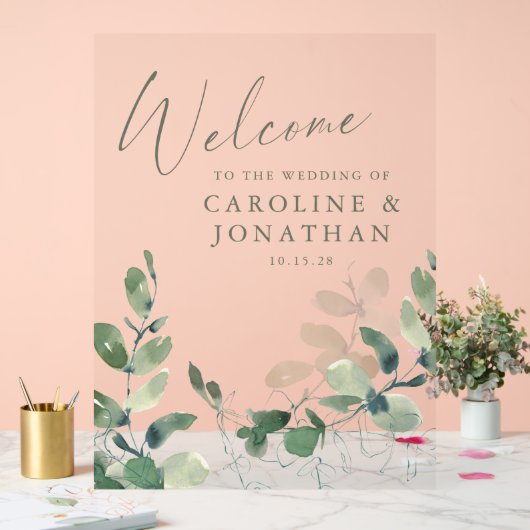 Rustikale Eukalyptus Custom Wedding Acrylschild (Hochzeit)