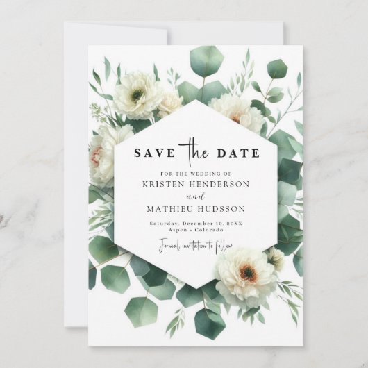 Rustikale Eukalyptus Digital Wedding Save The Date (Vorderseite)