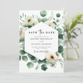 Rustikale Eukalyptus Digital Wedding Save The Date (Stehend Vorderseite)