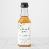 Rustikale Eukalyptus Foliage Hochzeit Danke Mini Alkoholflaschenetikett (Vorderseite)