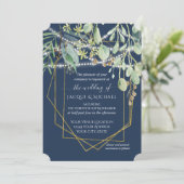 Rustikale Eukalyptus Forest Foliage Geometric Wedd Einladung (Stehend Vorderseite)