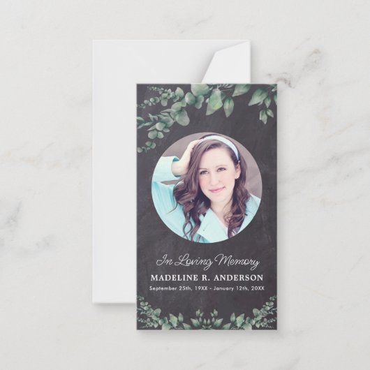 Rustikale Eukalyptus-Foto Gedenkfeier Danke Mitteilungskarte (Vorderseite)