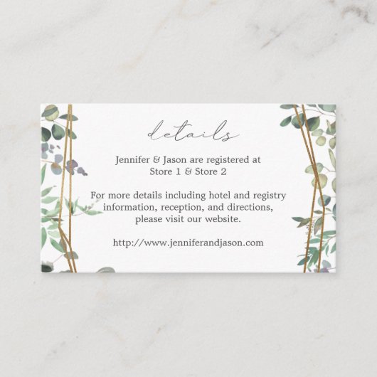 Rustikale Eukalyptus & Gold 2 Details SM Begleitkarte (Vorderseite)